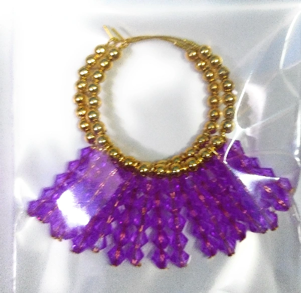 NIBRAS Purple Multi-layered Dangling Hoop Earrings - B09L1GK9SF, 9 gm, 7cm x 8cm x 1cm